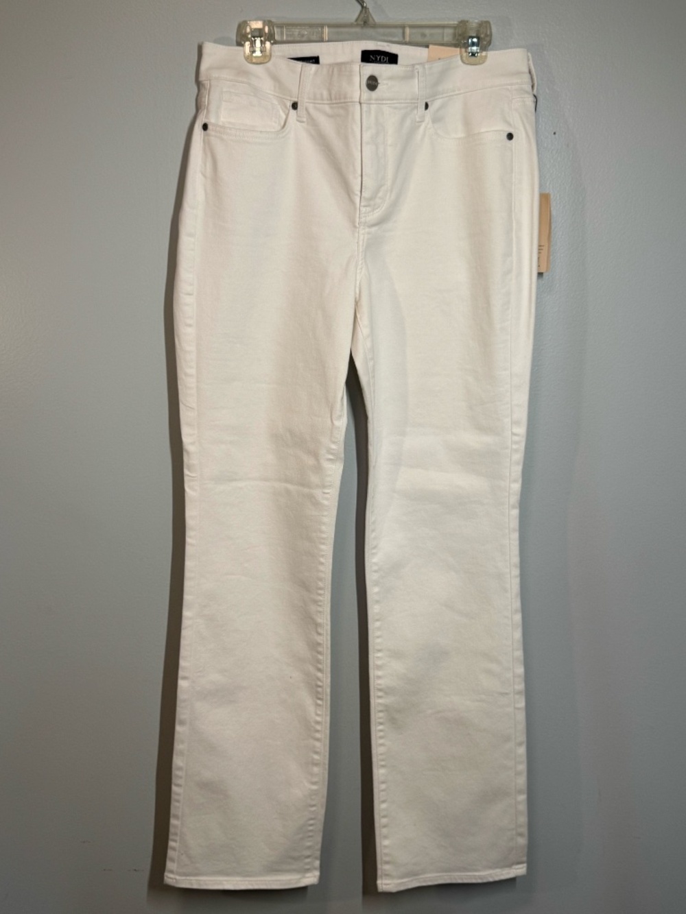 NYDJ Marilyn Straight Jeans Size 10 White Lift Tuck Stretch Denim Pants NWT